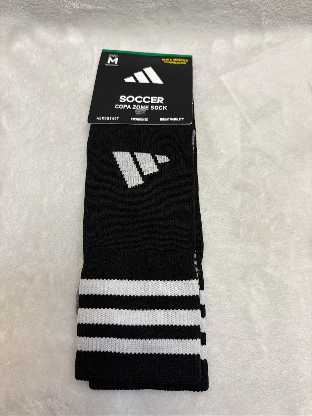 NWT Adidas Black & White Soccer Copa Zone Athletic Socks Size : Medium